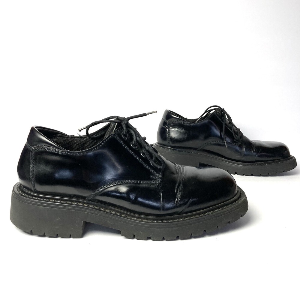 BED STU 90's Vintage Shoes Thick Chunky Sole Black Leather Oxford Men's 8.5